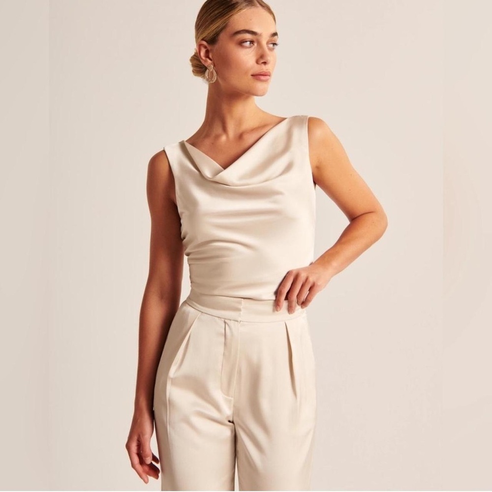 Abercrombie & Fitch Tan Draped Sleeveless Tank Top